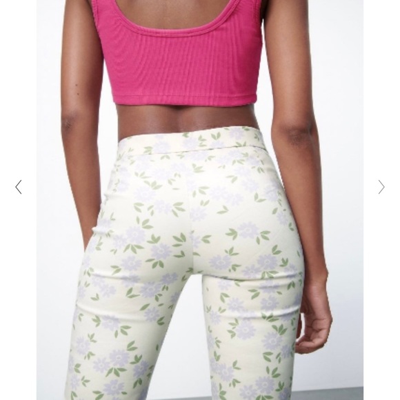 Zara NWT mini flare floral print crop ankle pants M - Picture 3 of 6